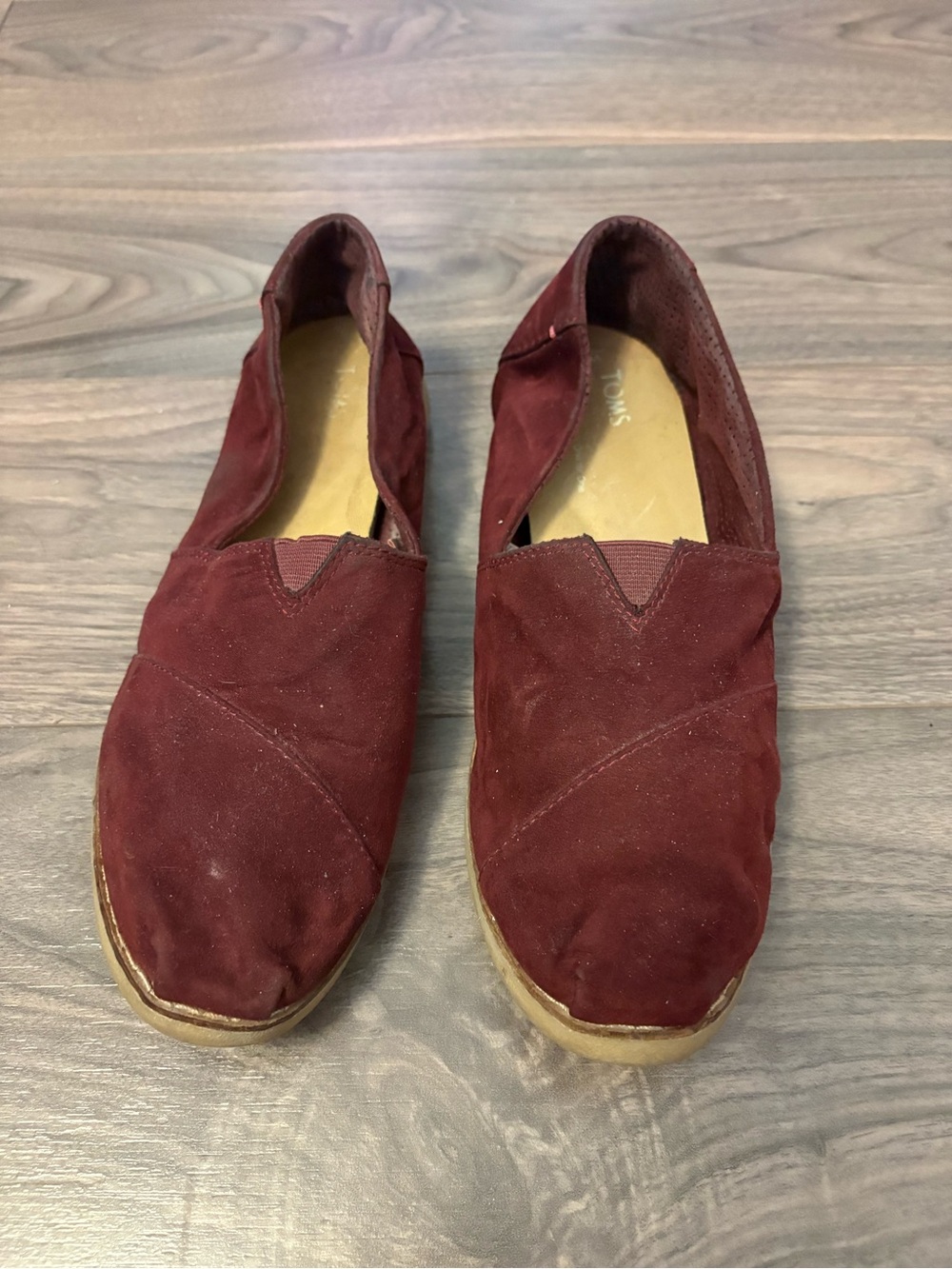 Toms Women's Burgundy Suede Slip-Ons